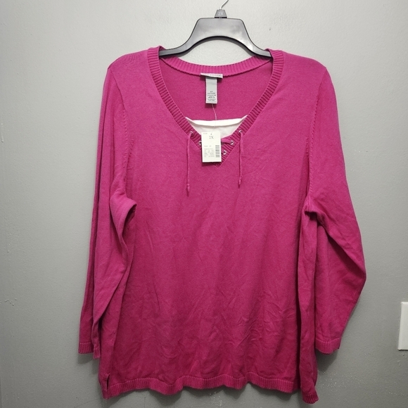 Catherines Sweaters - Catherine women's V neck sweater size 22/24W pink long sleeve new with t…